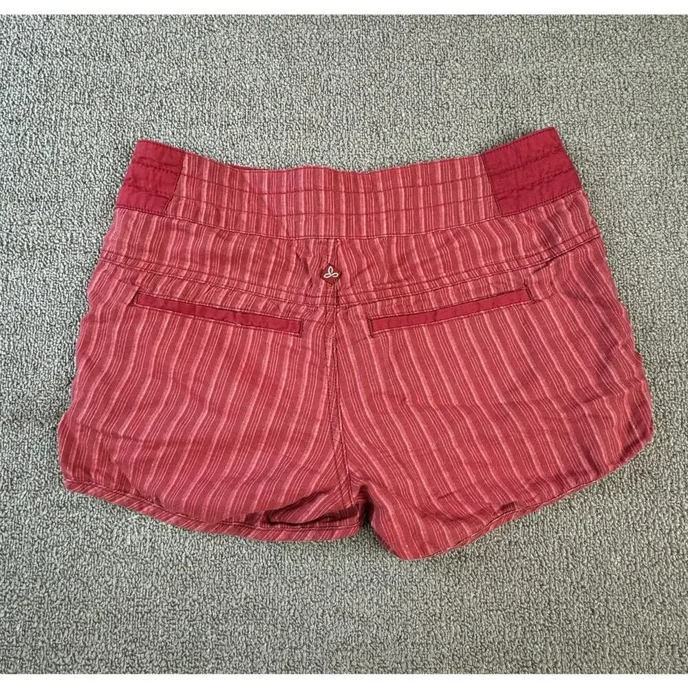 Prana Shorts Red‎ Vini Striped Casual Sunwashed Size 0